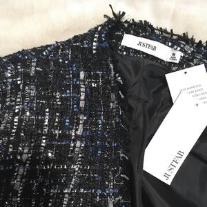 JUSTFAB 💙Blue/Black & Silver🖤Tweed Skirt Suit